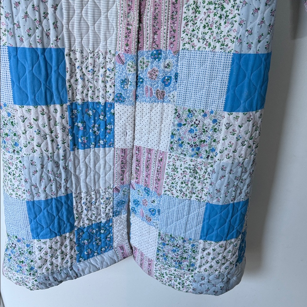 Vintage Patchwork Quilted Jacket - Blue And Pink - image 3